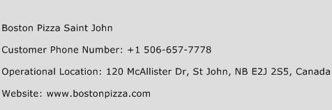 Boston Pizza Saint John Phone Number Customer Service