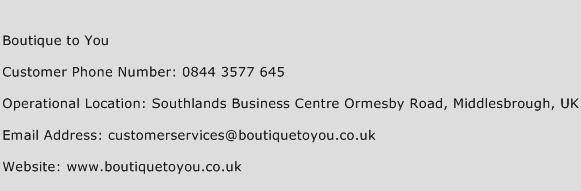 Boutique to You Phone Number Customer Service
