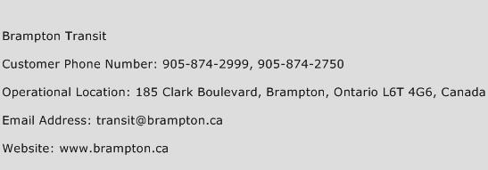 Brampton Transit Phone Number Customer Service