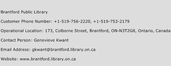 Brantford Public Library Phone Number Customer Service