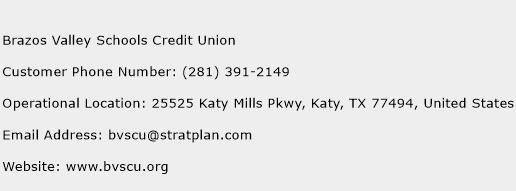 Brazos Valley Schools Credit Union Phone Number Customer Service