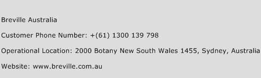 Breville Australia Phone Number Customer Service