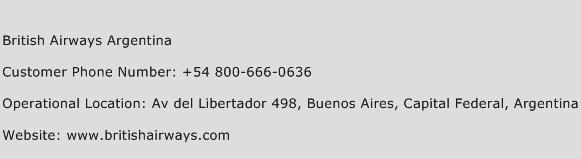 British Airways Argentina Phone Number Customer Service
