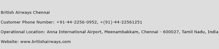 British Airways Chennai Phone Number Customer Service