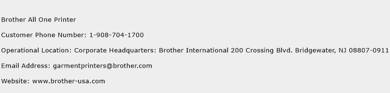 Brother All One Printer Phone Number Customer Service