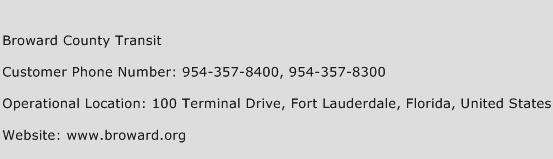 Broward County Transit Phone Number Customer Service