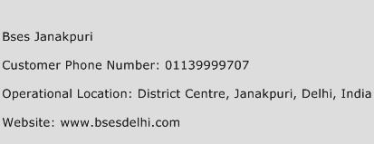 Bses Janakpuri Phone Number Customer Service