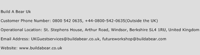 Build A Bear UK Phone Number Customer Service