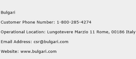 Bulgari Phone Number Customer Service