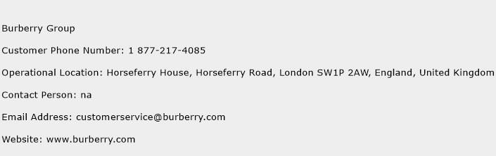 Burberry Group Phone Number Customer Service