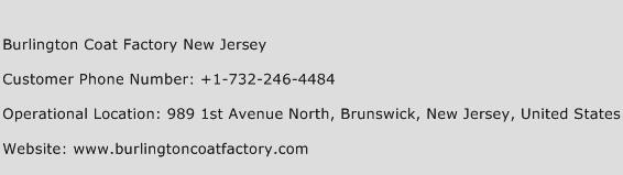 Burlington Coat Factory New Jersey Phone Number Customer Service