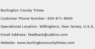 Burlington County Times Phone Number Customer Service