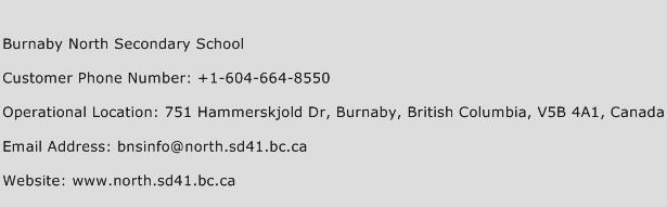 Burnaby North Secondary School Phone Number Customer Service