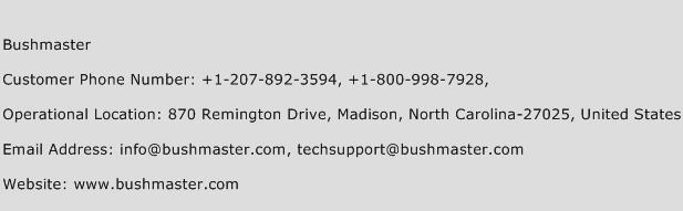Bushmaster Phone Number Customer Service