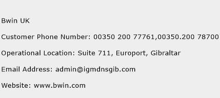 Bwin UK Phone Number Customer Service