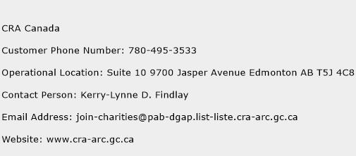 CRA Canada Phone Number Customer Service