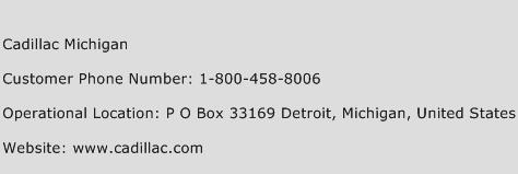 Cadillac Michigan Phone Number Customer Service
