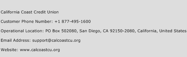 California Coast Credit Union Phone Number Customer Service