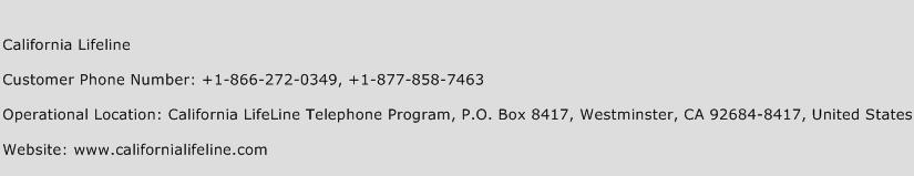 California Lifeline Number California Lifeline Customer Service Phone 