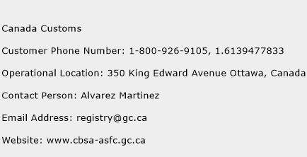 Canada Customs Phone Number Customer Service