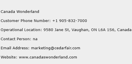 Canada Wonderland Phone Number Customer Service