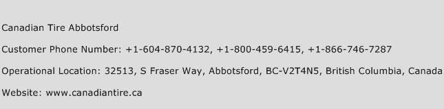 Canadian Tire Abbotsford Phone Number Customer Service