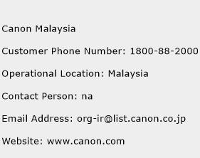 Canon Malaysia Phone Number Customer Service