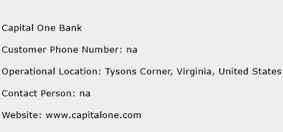 Capital One Bank Phone Number Customer Service