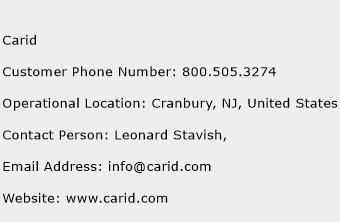 Carid Phone Number Customer Service