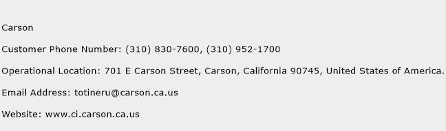Carson Phone Number Customer Service