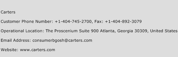 Carters Phone Number Customer Service