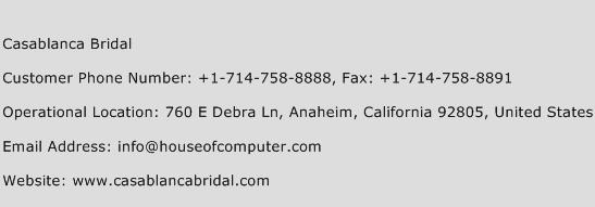 Casablanca Bridal Phone Number Customer Service
