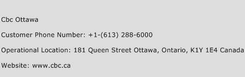 Cbc Ottawa Phone Number Customer Service