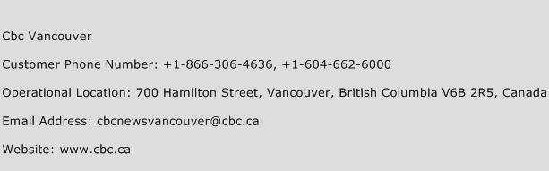 Cbc Vancouver Phone Number Customer Service