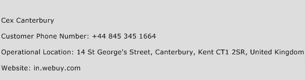 Cex Canterbury Phone Number Customer Service