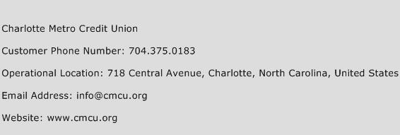 Charlotte Metro Credit Union Phone Number Customer Service