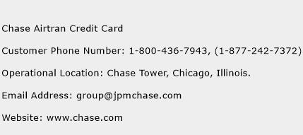 Chase Airtran Credit Card Phone Number Customer Service