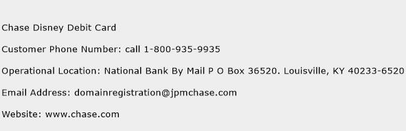 Chase Disney Debit Card Phone Number Customer Service