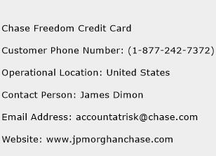 chase freedom customer service phone number