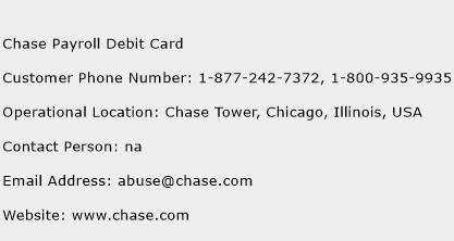 Chase Payroll Debit Card Phone Number Customer Service