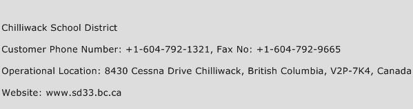 Chilliwack School District Phone Number Customer Service