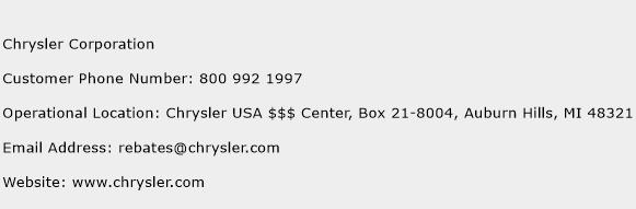 Chrysler Corporation Phone Number Customer Service