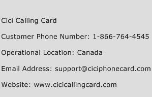 Cici Calling Card Phone Number Customer Service