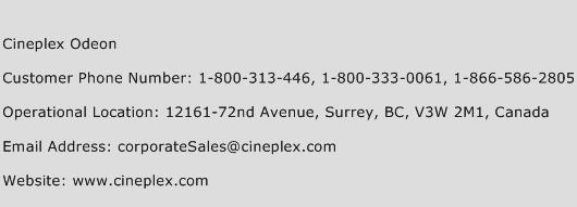 Cineplex Odeon Phone Number Customer Service