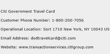 Citi Government Travel Card Phone Number Customer Service