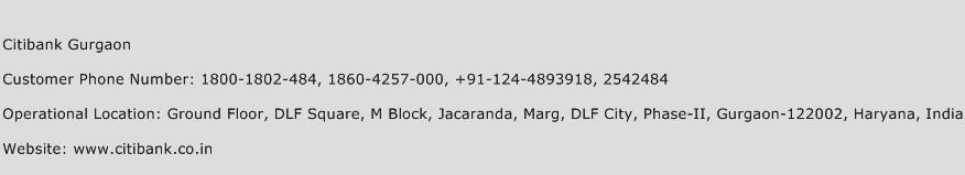 Citibank Gurgaon Phone Number Customer Service