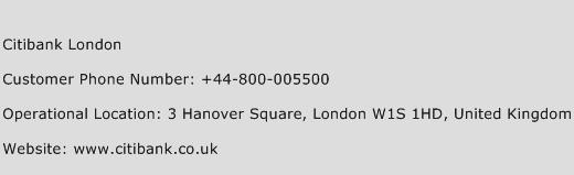 Citibank London Phone Number Customer Service