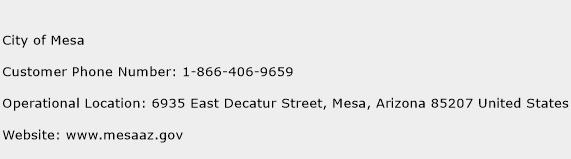 City of Mesa Phone Number Customer Service