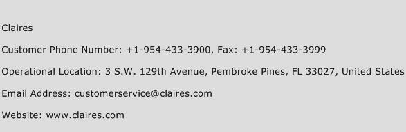 Claires Phone Number Customer Service