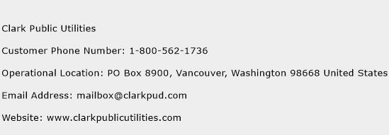 Clark Public Utilities Phone Number Customer Service